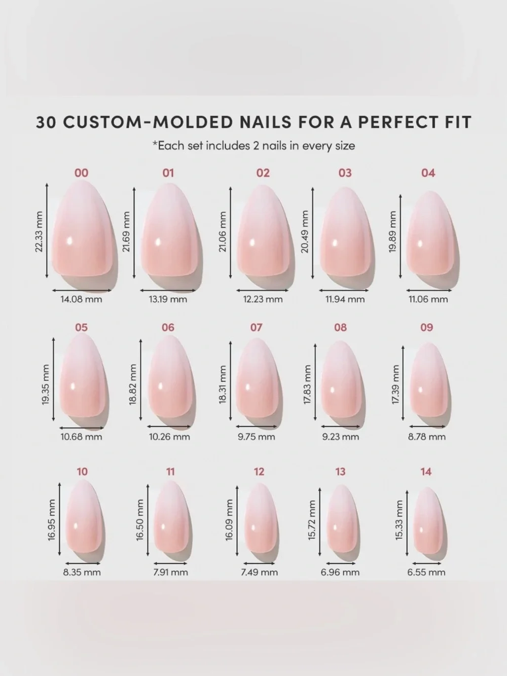 Glamnetic Short Almond Sheer Shimmery Nude Pink Subtle Ombre Glue On Nails